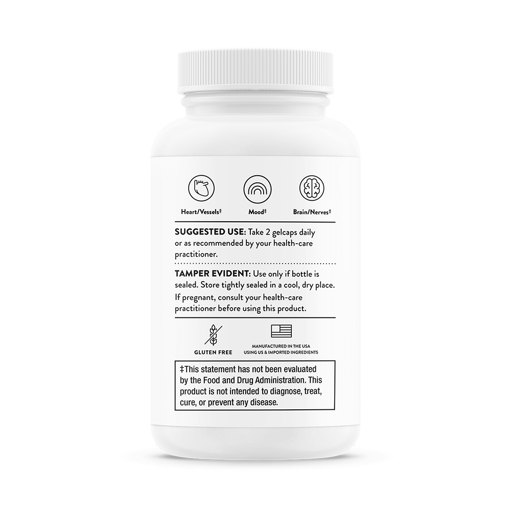 White supplement bottle with label on a black background