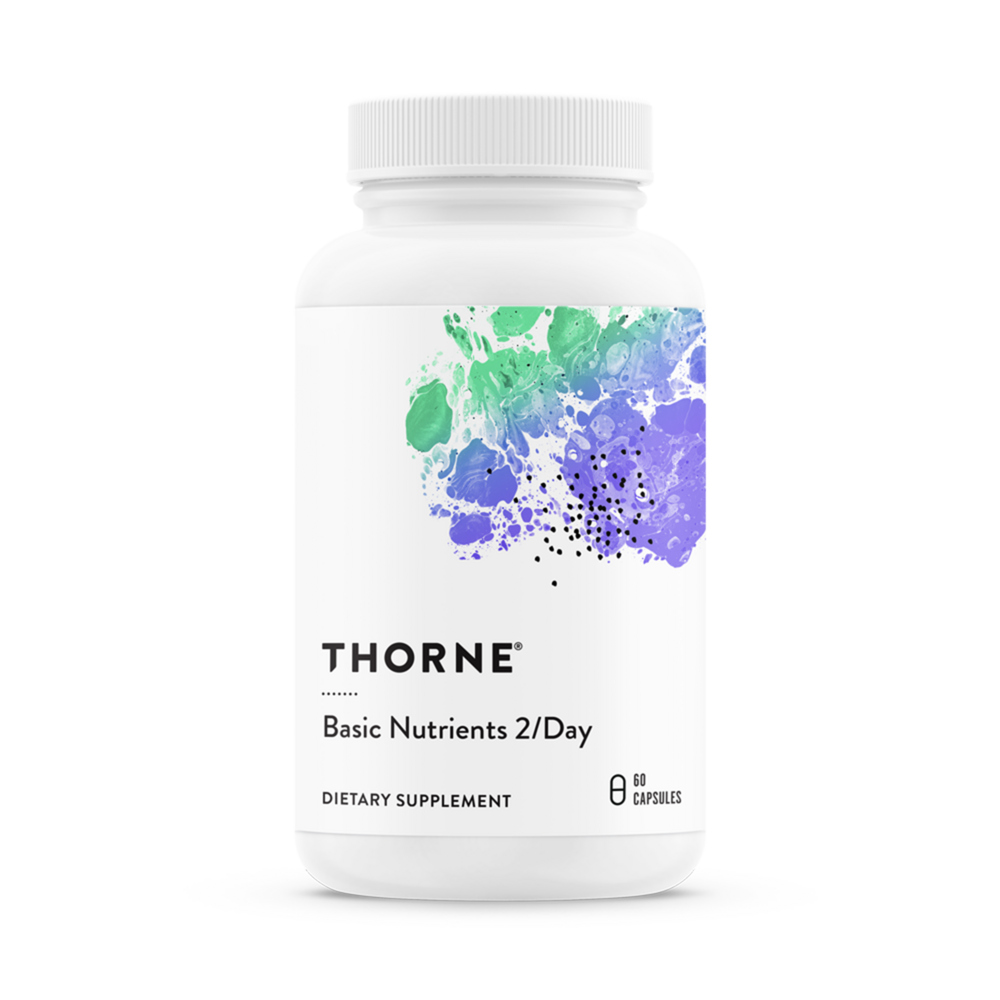 Thorne Basic Nutrients 2/Day dietary supplement bottle on a white background