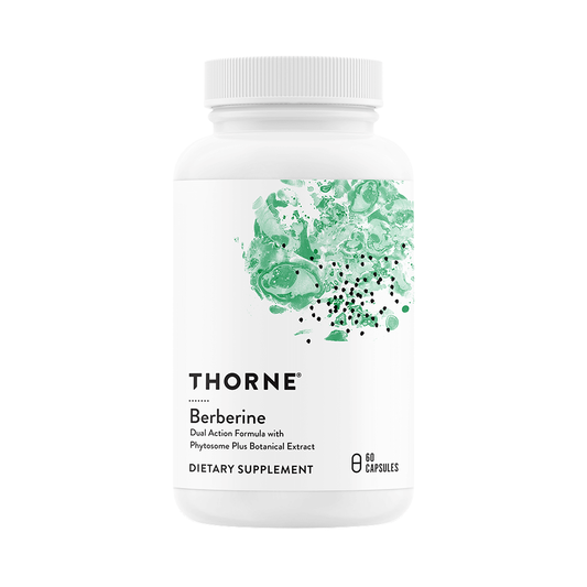 Thorne Berberine dietary supplement bottle on a white background