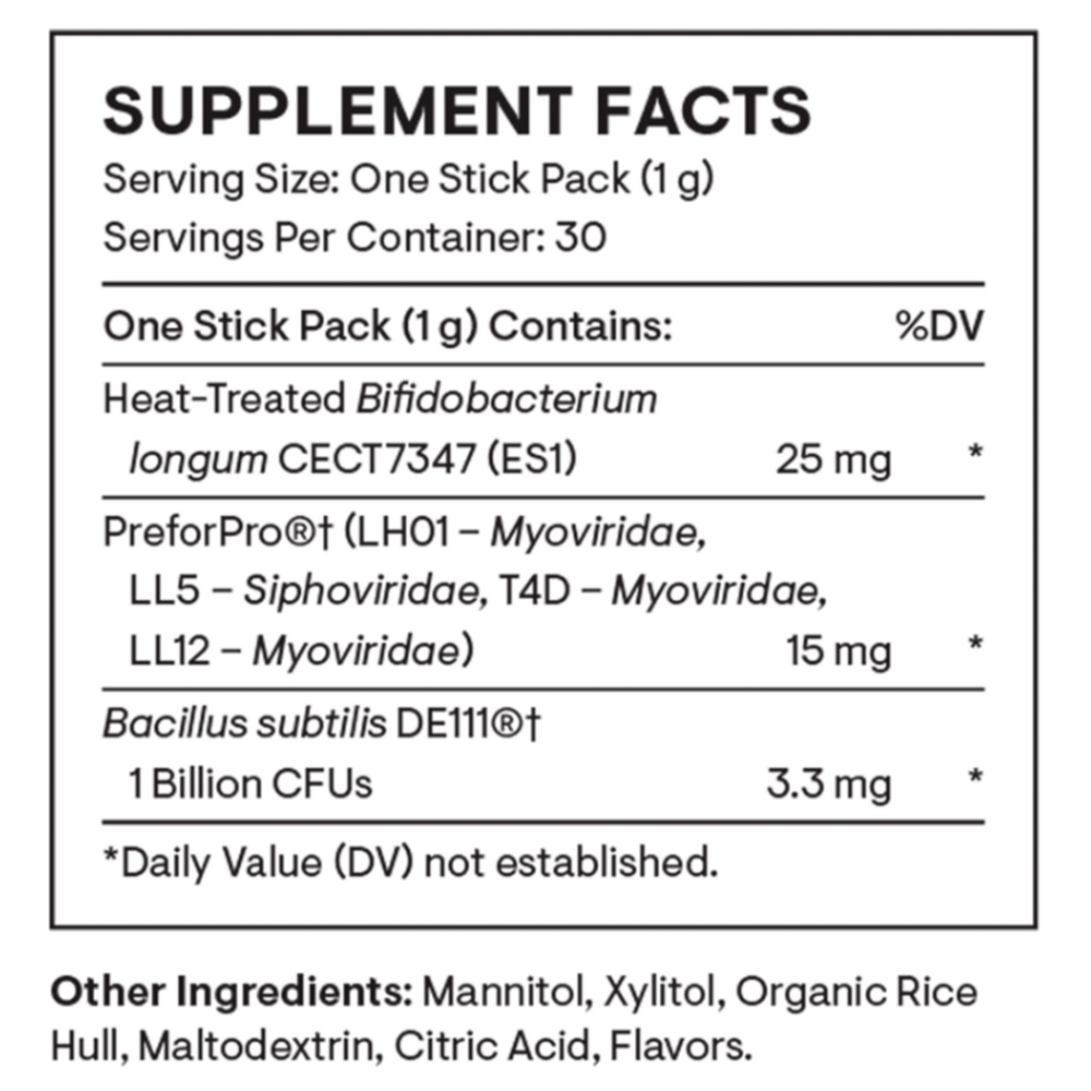 Supplement facts label with ingredients and nutritional information on a white background