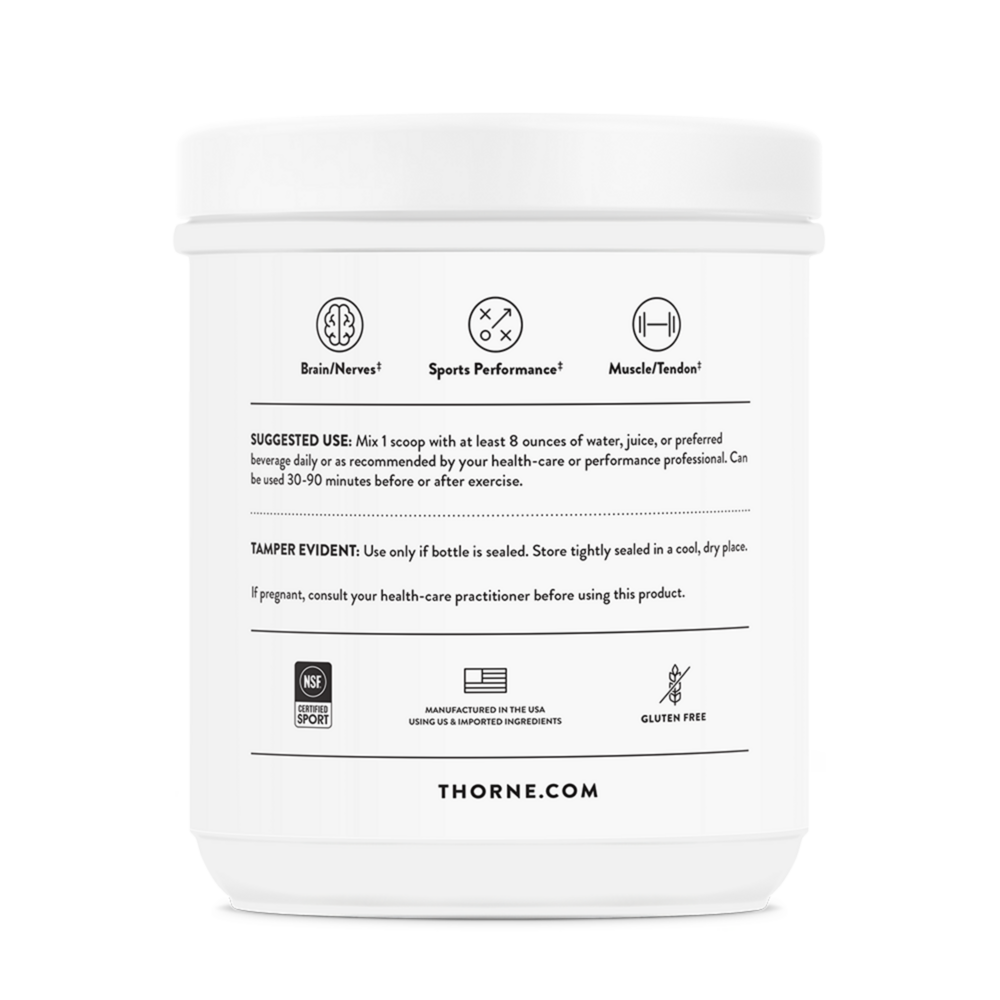 White container with black text and icons on a white background