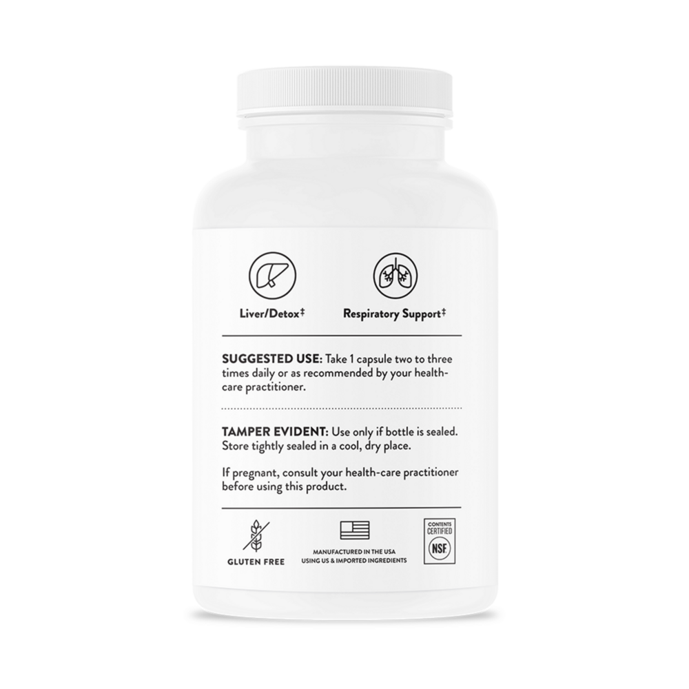 White supplement bottle with label on a white background